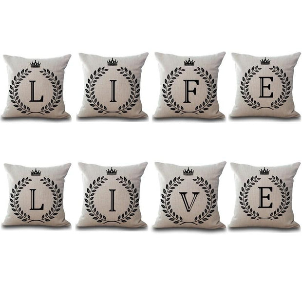 1Pcs Crown Letter 43*43cm Cotton Linen Throw Pillow Cushion Cover Car Home Decoration Sofa Decor Decorative Pillowcase 40166