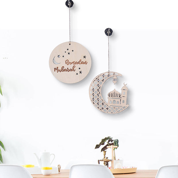 Ramadan Circle Moon Wood Piece Wall Decor Wall Hanging Modern Simple Home Decor Wall Decor