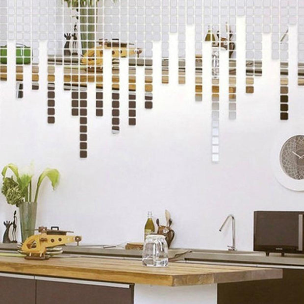 100 Pcs/set 2*2CM Acrylic Mirrored Decorative Sticker Wall Art DIY Decoration Mirror Wall Stickers For Kids Rooms Home Decor