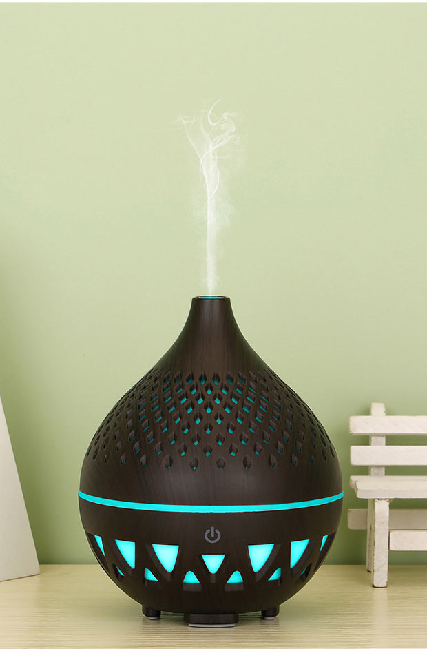 New Creative Wood Grain 137 Mini Humidification Aromatherapy Machine Hollow 7 Color Lights Home Car Humidification Automatic Fragrance