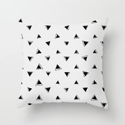 Geometric Cushion Cover Black and White Polyester Throw Pillow Case Striped Dotted Grid Triangular Geometric Art Cushion Cover