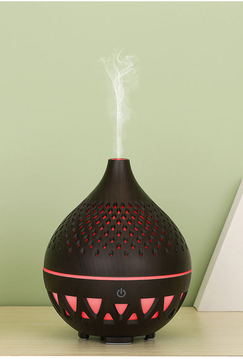 New Creative Wood Grain 137 Mini Humidification Aromatherapy Machine Hollow 7 Color Lights Home Car Humidification Automatic Fragrance