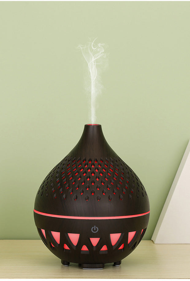 New Creative Wood Grain 137 Mini Humidification Aromatherapy Machine Hollow 7 Color Lights Home Car Humidification Automatic Fragrance