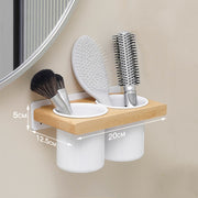 Solid wood bathroom hair dryer storage rack, non perforated wall hanging rack, bathroom household storage bracket