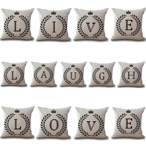 1Pcs Crown Letter 43*43cm Cotton Linen Throw Pillow Cushion Cover Car Home Decoration Sofa Decor Decorative Pillowcase 40166