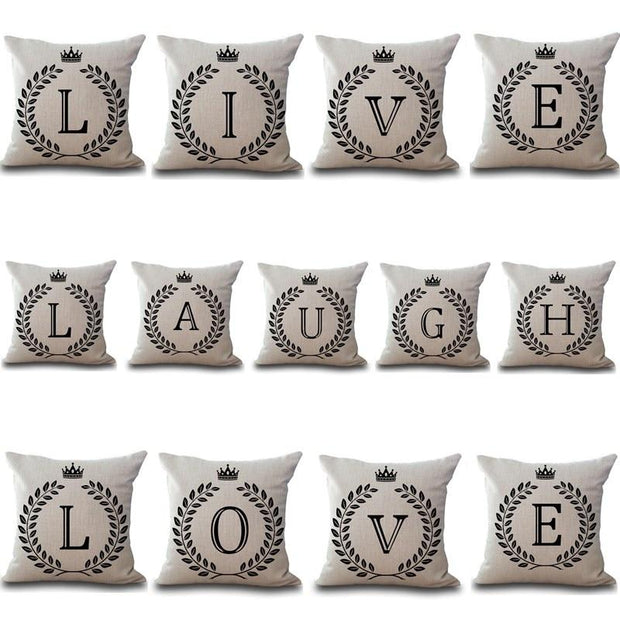 1Pcs Crown Letter 43*43cm Cotton Linen Throw Pillow Cushion Cover Car Home Decoration Sofa Decor Decorative Pillowcase 40166
