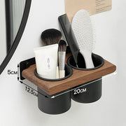 Solid wood bathroom hair dryer storage rack, non perforated wall hanging rack, bathroom household storage bracket
