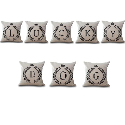 1Pcs Crown Letter 43*43cm Cotton Linen Throw Pillow Cushion Cover Car Home Decoration Sofa Decor Decorative Pillowcase 40166