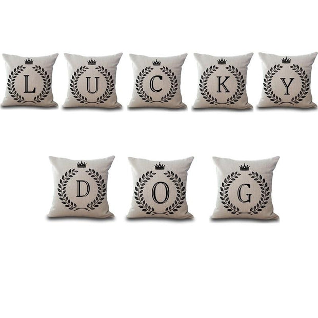 1Pcs Crown Letter 43*43cm Cotton Linen Throw Pillow Cushion Cover Car Home Decoration Sofa Decor Decorative Pillowcase 40166