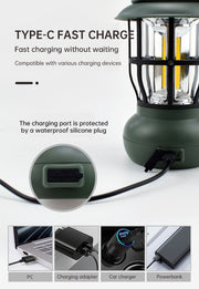 Camping Ligjt Outdoor  Ambience Lighting Camping Light Vintage Horse Light Gift USB Charging Tent Camp Lamp
