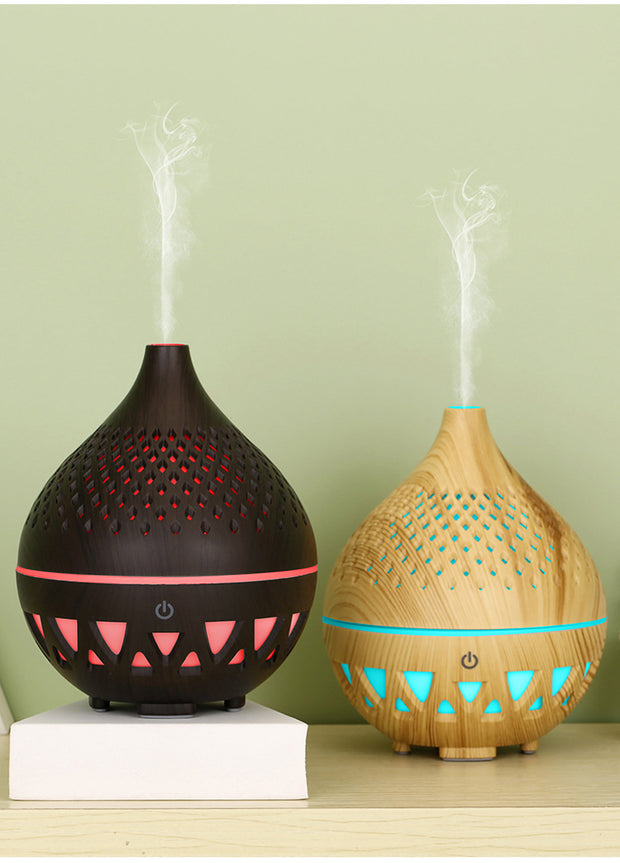 New Creative Wood Grain 137 Mini Humidification Aromatherapy Machine Hollow 7 Color Lights Home Car Humidification Automatic Fragrance