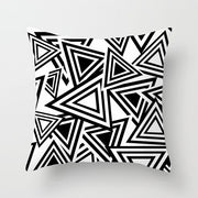 Geometric Cushion Cover Black and White Polyester Throw Pillow Case Striped Dotted Grid Triangular Geometric Art Cushion Cover