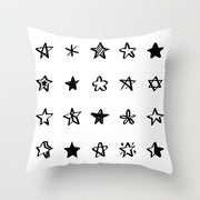 Geometric Cushion Cover Black and White Polyester Throw Pillow Case Striped Dotted Grid Triangular Geometric Art Cushion Cover