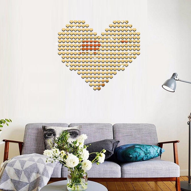 100 Pcs/set 2*2CM Acrylic Mirrored Decorative Sticker Wall Art DIY Decoration Mirror Wall Stickers For Kids Rooms Home Decor